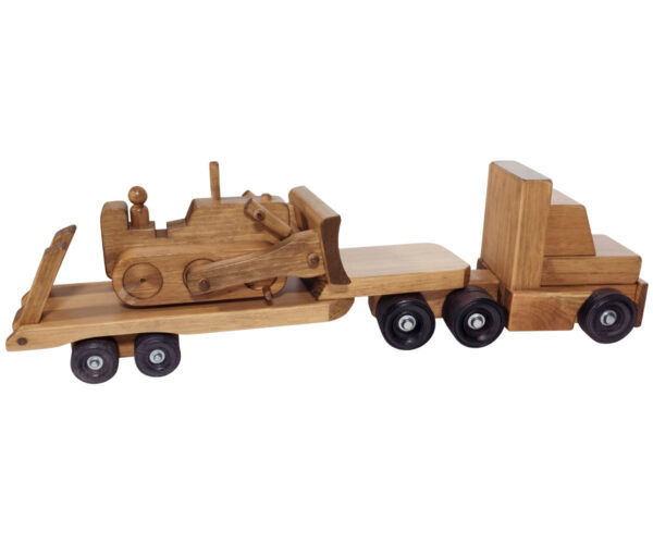 Wooden Low Boy with Bulldozer