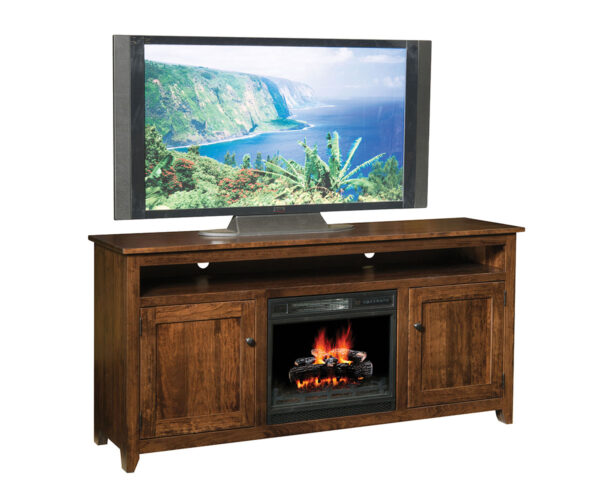 Modern Mission TV Stand With Fireplace - 70"W